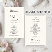 Budget elegant simple black ivory wedding program チラシ