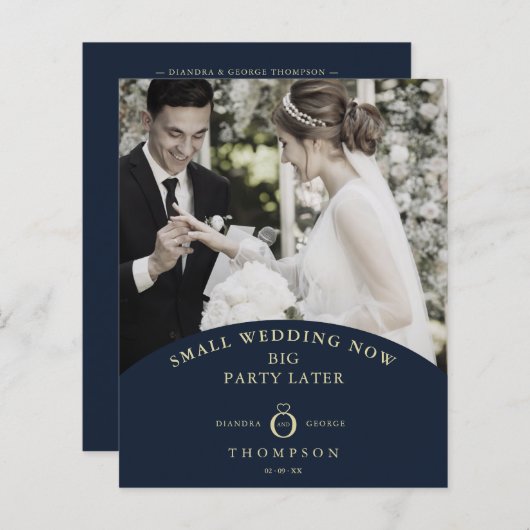 Budget Elopement Navy Elegant Golden Photo  (正面/裏面)