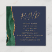 Budget Emerald Agate Navyの結婚QRコードRSVP エンクロージャーカード (正面)