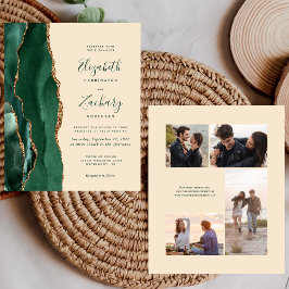 Budget Emerald Champagne 4-Photo Wedding Invite