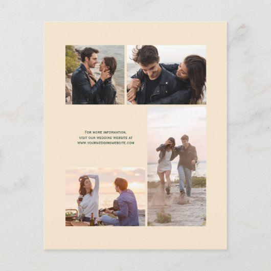 Budget Emerald Champagne 4-Photo Wedding Invite (裏面)