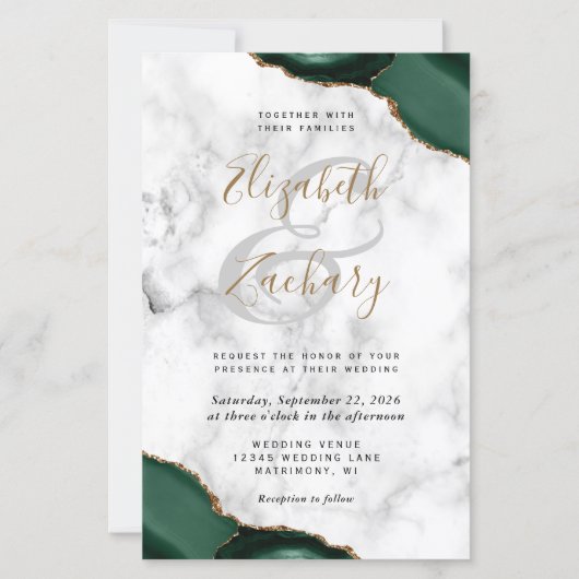 Budget Emerald Green Agate Corners Marble Wedding (正面)