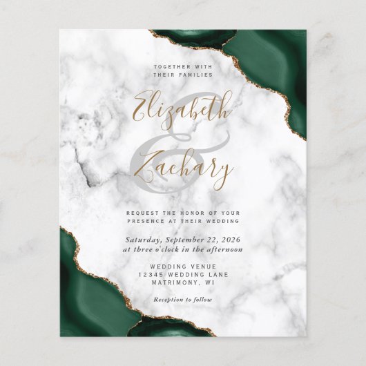 Budget Emerald Green Agate Corners Marble Wedding (正面)