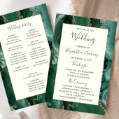Budget Emerald Green Agate Ivory Wedding Program