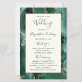 Budget Emerald Green Agate Ivory Wedding Program (正面)