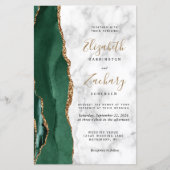 Budget Emerald Green Agate Marble QR Code Wedding (正面)