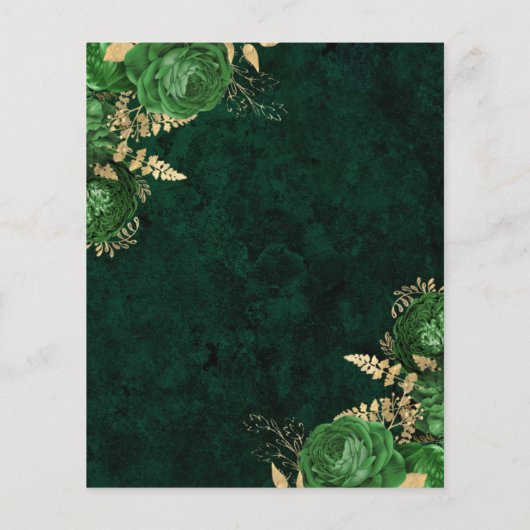 Budget Emerald Green Floral Wedding Save the Date (裏面)