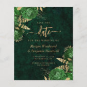 Budget Emerald Green Floral Wedding Save the Date (正面)