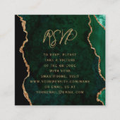 Budget Emerald Green Gold Agate Dark QR Code RSVP エンクロージャーカード (正面)