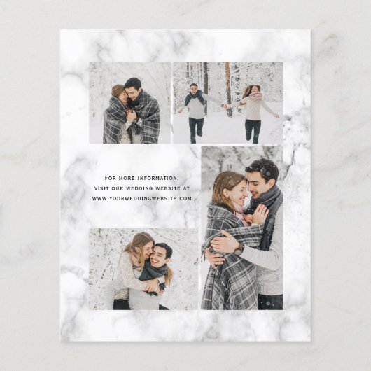 Budget Emerald Green Marble 4-Photo Wedding Invite (裏面)