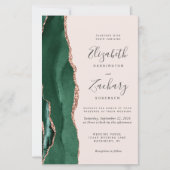 Budget Emerald Green Rose Gold Agate Blush Wedding (正面)