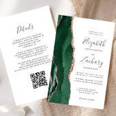 Budget Emerald Rose Gold Agate QR Code Wedding