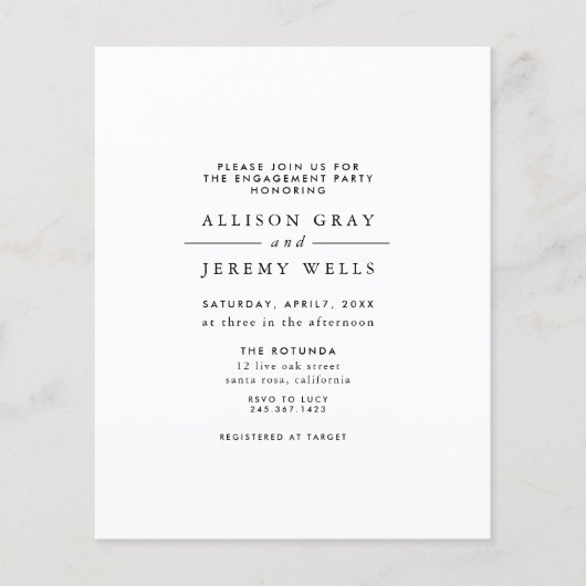 Budget Engagement Party Invitation Flyer チラシ (正面)