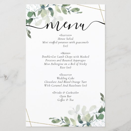 BUDGET Eucalyptusテーブルのシーティンググラフメニュー (裏面)