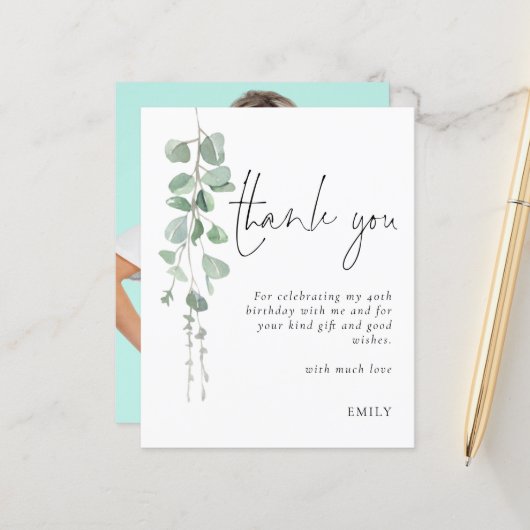 Budget Eucalyptus写真40th誕生日ありがとう (正面/裏面インサイチュ)