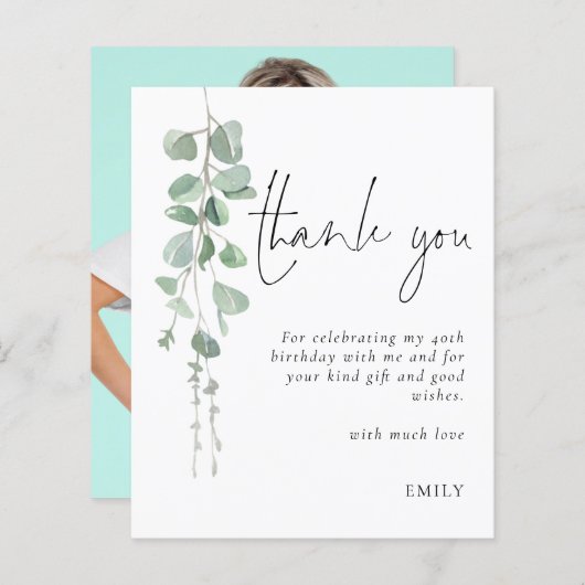 Budget Eucalyptus写真40th誕生日ありがとう (正面/裏面)