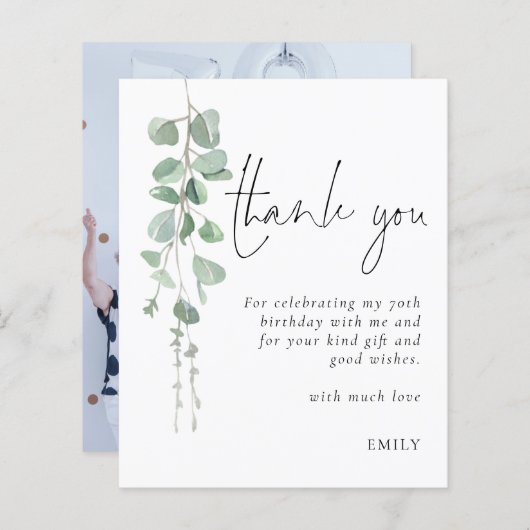 Budget Eucalyptus写真70th birthday Thank You (正面/裏面)