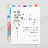 Budget Eucalyptus写真80th birthday Thank You (正面/裏面)