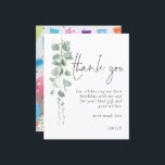 Budget Eucalyptus写真80th birthday Thank You<br><div class="desc">より小さいサイズ4.5 x 5.6インチ半光沢110ポンドの重量に代わるコストのBUDGETの値は、ポストカードと同様の厚さ（ただし、ポストカードとして使用するには適さない）。1枚につき1枚の招待状がある。バジェット・ユーカリ写真80th誕生日ありがとう。水色の葉が手の側に流れ感謝していて、右に文字と離れ、80歳の誕生日のためのミニマリストの優雅さ。感謝のためのセットの手書きスタイルスクリプトと簡単にパーソナライズできる文字の残りの部分。背面のサンプル写真をパーティーから自分の写真お気に入りのに置き換える。</div>