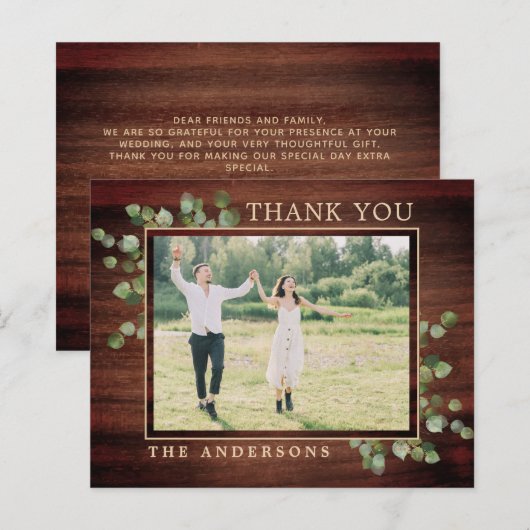 Budget Eucalyptus 素朴 Photo'結婚s Thank You (正面/裏面)