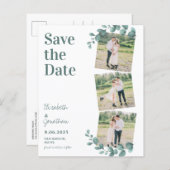 Budget Eucalyptus Greenery 3 Photo Save The Date (正面/裏面)