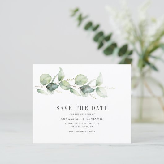Budget Eucalyptus Greenery Photo Save the Date (スタンド正面)