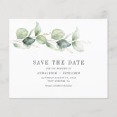 Budget Eucalyptus Greenery Photo Save the Date (正面)