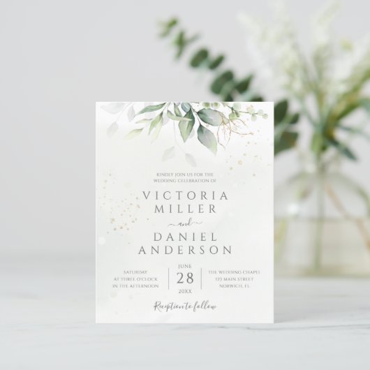 Budget Eucalyptus Greenery Wedding Invitation (スタンド正面)