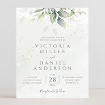 Budget Eucalyptus Greenery Wedding Invitation<br><div class="desc">Beautiful wedding invitation featuring watercolor eucalyptus and gold leaves.</div>