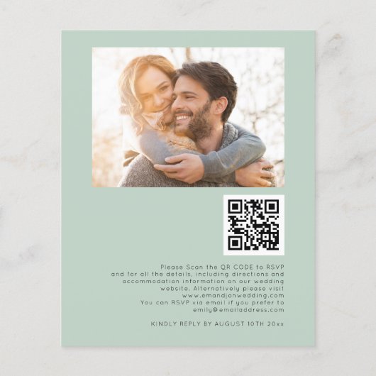Budget Eucalyptus Photo QR Code Wedding Invitation (裏面)