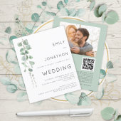 Budget Eucalyptus Photo QR Code Wedding Invitation