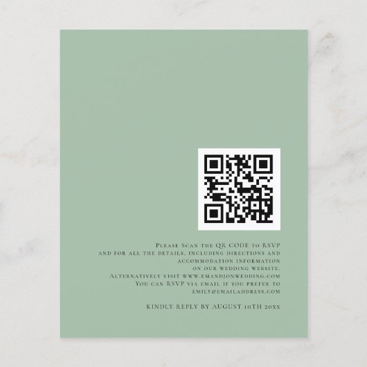 Budget Eucalyptus QR Code Wedding Invitation (裏面)