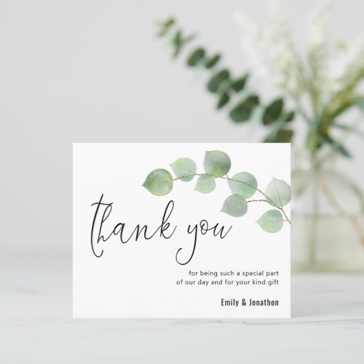 Budget Eucalyptus Script Photo'結婚s Thank You (スタンド正面)