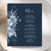 Budget Floral Dusty Blue Navy Wedding Menu