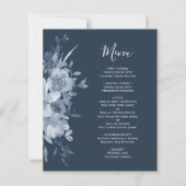 Budget Floral Dusty Blue Navy Wedding Menu (正面)