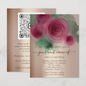 Budget Floral QR Code Rose Gold Marsala Green (正面/裏面)