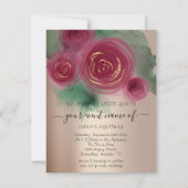 Budget Floral QR Code Rose Gold Marsala Pink (正面)