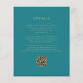 Budget Floral Teal Gold Coral QR Code Wedding (裏面)