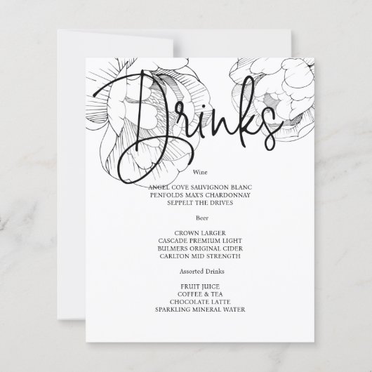 Budget Floral WEDDING MENU. Flyer (裏面)