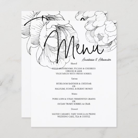 Budget Floral WEDDING MENU. Flyer (正面/裏面)