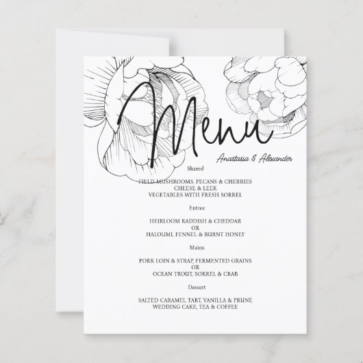 Budget Floral WEDDING MENU. Flyer (正面)