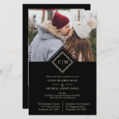 Budget Flourish Black Luxury Wedding Initials (正面/裏面)