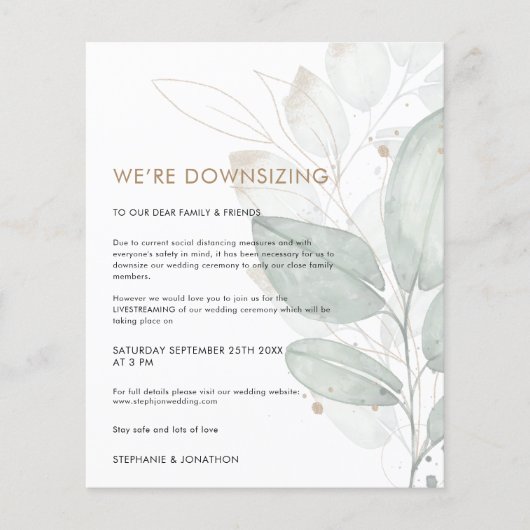 Budget Folidsの縮小結婚式招待状 (正面)