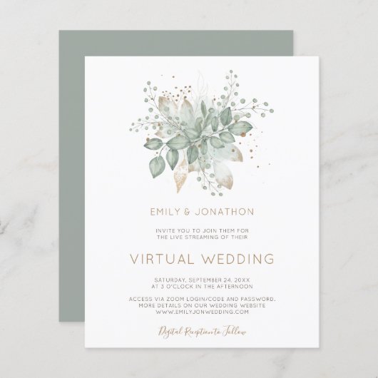 Budget Folids Sage仮想結婚式招待状 (正面/裏面)