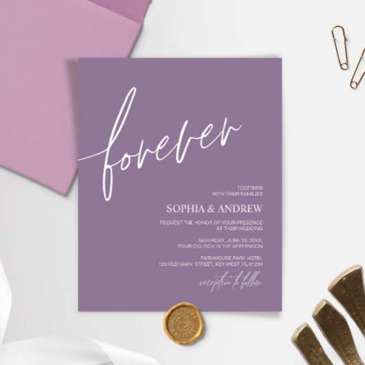 Budget Forever Dusty Purple Wedding Invitation