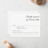 Budget Formal Black and White Script RSVP Card ノートカード (正面/裏面インサイチュ)
