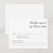 Budget Formal Black and White Script RSVP Card ノートカード (正面/裏面)