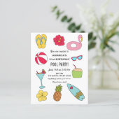 Budget Fun Summer Pool Party Birthday Invitation (スタンド正面)