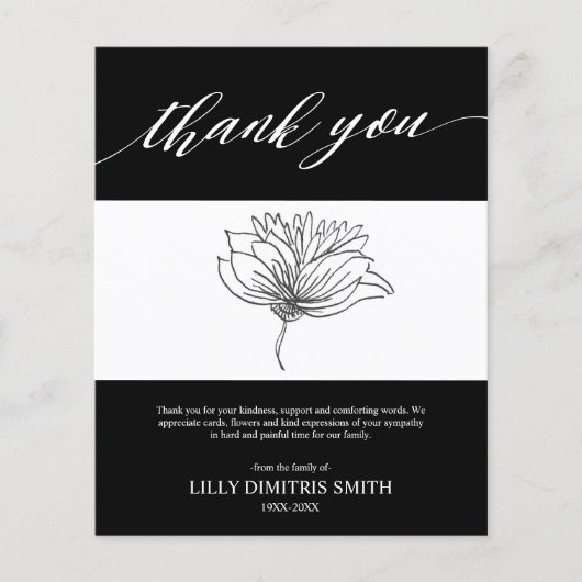 Budget Funeral Memorial Thank you Card (正面)