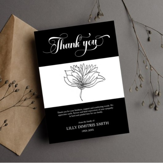 Budget Funeral Memorial Thank you Card